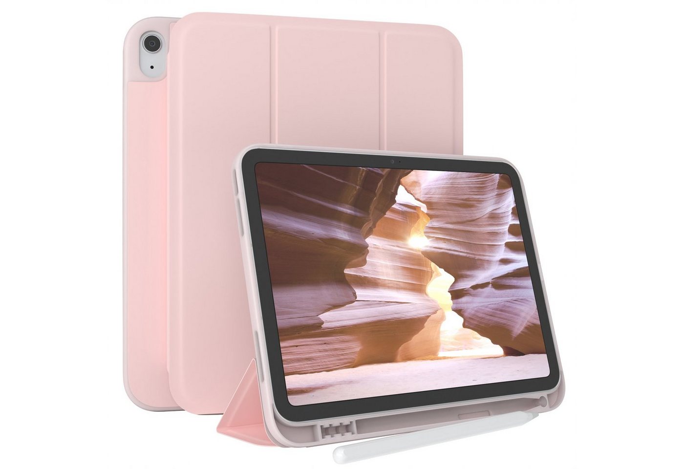EAZY CASE Tablet-Hülle Penholder Smartcase für Apple iPad 10. Gen. (2022) 10,9 Zoll, Hülle mit Stifthalter magnetisch kratzfeste Tasche zum Aufkappen Rosa von EAZY CASE