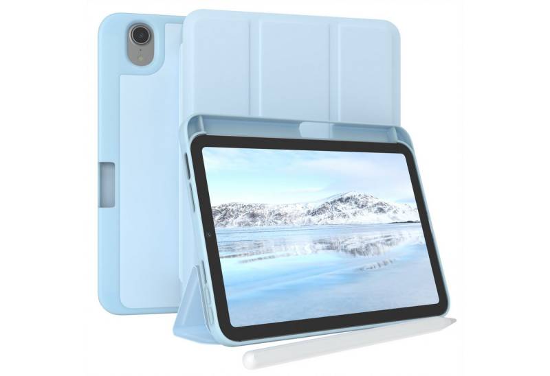 EAZY CASE Tablet-Hülle Penholder Smartcase für Apple iPad Mini 7 (2024) 8,3 Zoll, Touchpen Stifthalterung Klappcase Anti-Kratz Tablet Tasche Hellblau von EAZY CASE