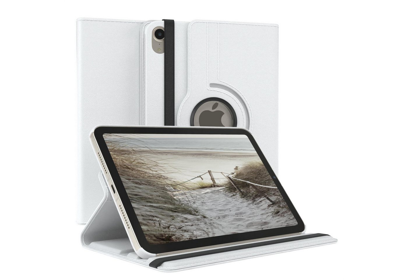EAZY CASE Tablet-Hülle Rotation Case für Apple iPad Mini 6. Gen. (2021) 8,3 Zoll, Schutzhülle mit Sleep Wakeup Funktion Tablet Tasche kratzfest Weiß von EAZY CASE