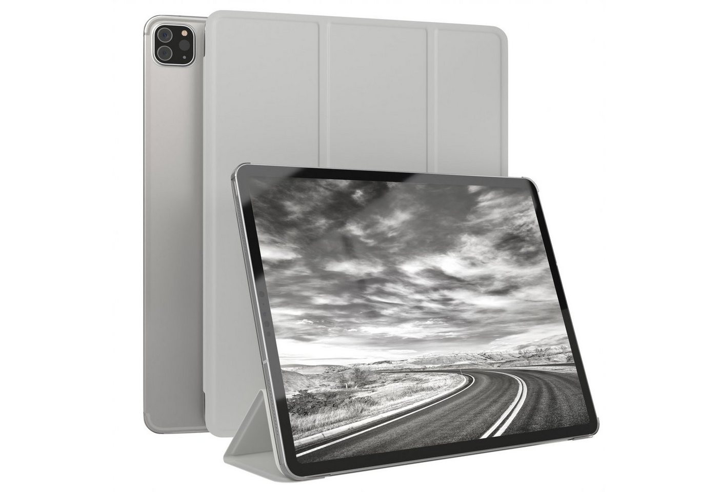 EAZY CASE Tablet-Hülle Smart Case für iPad Pro 12,9" 3./ 4./ 5./ 6. Gen. 12,9 Zoll, Tablet Case Bookcover Smart Flipcase Schutztasche magnetisch Hellgrau von EAZY CASE