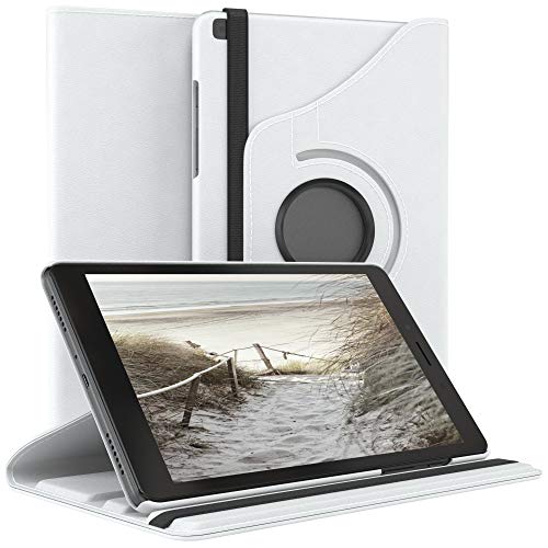 EAZY CASE - Tablet Hülle für Samsung Galaxy Tab A 8.0 (2019) Schutzhülle 8 Zoll Smart Cover Tablet Case Rotationcase zum Aufstellen Klapphülle 360° drehbar mit Standfunktion Tasche Kunstleder Weiß von EAZY CASE