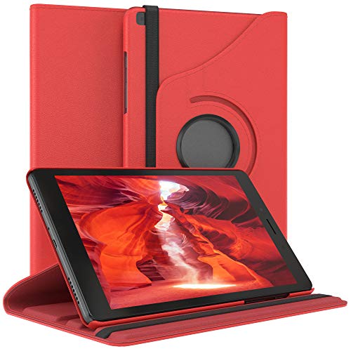EAZY CASE - Tablet Hülle für Samsung Galaxy Tab A 8.0 2019 Schutzhülle 8 Zoll Smart Cover Tablet Case Rotationcase zum Aufstellen Klapphülle 360° drehbar mit Standfunktion Tasche Kunstleder Rot von EAZY CASE