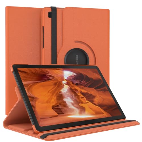 EAZY CASE - Tablet Hülle für Samsung Galaxy Tab A7 Schutzhülle 10.4 Zoll Smart Cover Tablet Case Rotationcase zum Aufstellen Klapphülle 360° drehbar mit Standfunktion Tasche Kunstleder Orange von EAZY CASE