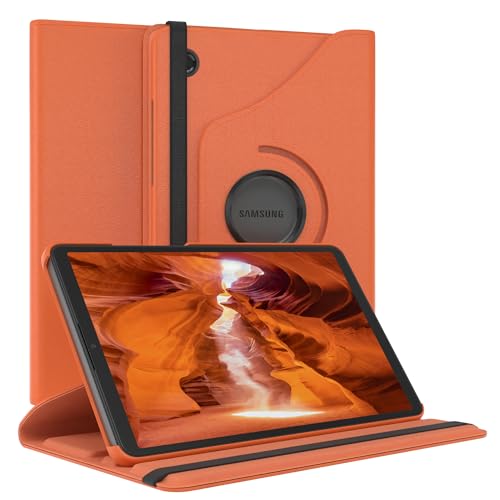 EAZY CASE - Tablet Hülle für Samsung Galaxy Tab A9 Schutzhülle 8,7 Zoll Smart Cover Tablet Case Rotationcase zum Aufstellen klappbar 360° drehbar mit Standfunktion Tasche Kunstleder in Orange von EAZY CASE