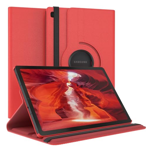 EAZY CASE - Tablet Hülle für Samsung Galaxy Tab S6 Lite Schutzhülle 10.4 Zoll Smart Cover Tablet Case Rotationcase zum Aufstellen Klapphülle 360° drehbar mit Standfunktion Tasche Kunstleder Rot von EAZY CASE