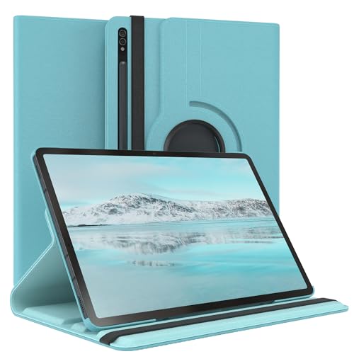 EAZY CASE - Tablet Hülle für Samsung Galaxy Tab S7+ Schutzhülle 12.4 Zoll Smart Cover Tablet Case Rotationcase zum Aufstellen Klapphülle 360° drehbar mit Standfunktion Tasche Kunstleder Blau von EAZY CASE