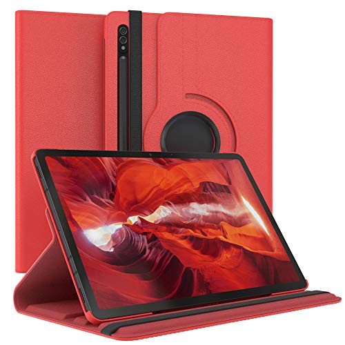 EAZY CASE - Tablet Hülle für Samsung Galaxy Tab S7 / Tab S8 Schutzhülle 11 Zoll Smart Cover Tablet Case Rotationcase zum Aufstellen Klapphülle 360° drehbar mit Standfunktion Tasche Kunstleder Rot von EAZY CASE