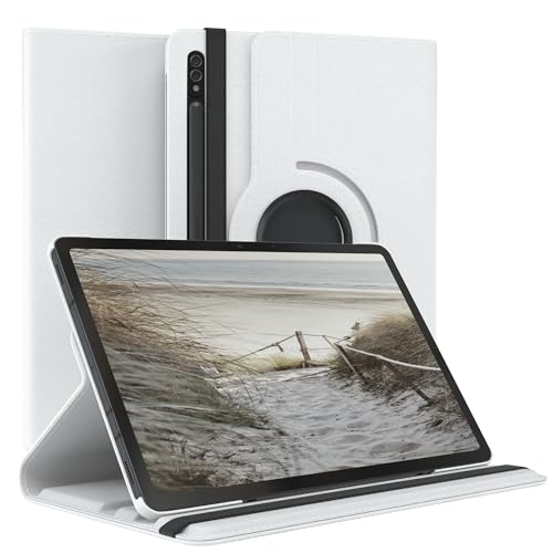 EAZY CASE - Tablet Hülle für Samsung Galaxy Tab S7 / Tab S8 Schutzhülle 11 Zoll Smart Cover Tablet Case Rotationcase zum Aufstellen Klapphülle 360° drehbar mit Standfunktion Tasche Kunstleder Weiß von EAZY CASE