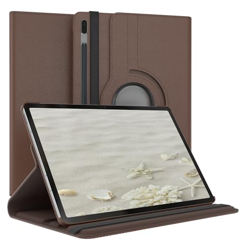 EAZY CASE - Tablet Hülle für Samsung Galaxy Tab S7 FE / 5G Schutzhülle 12.4 Zoll Smart Cover Tablet Case Rotationcase zum Aufstellen Klapphülle 360° drehbar mit Standfunktion Tasche Kunstleder Braun von EAZY CASE