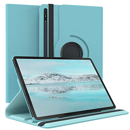 EAZY CASE - Tablet Hülle für Samsung Galaxy Tab S8+ Schutzhülle 12.4 Zoll Smart Cover Tablet Case Rotationcase zum Aufstellen Klapphülle 360° drehbar mit Standfunktion Tasche Kunstleder Blau von EAZY CASE