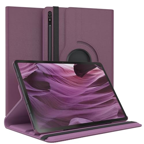 EAZY CASE - Tablet Hülle für Samsung Galaxy Tab S8+ Schutzhülle 12.4 Zoll Smart Cover Tablet Case Rotationcase zum Aufstellen Klapphülle 360° drehbar mit Standfunktion Tasche Kunstleder Lila von EAZY CASE