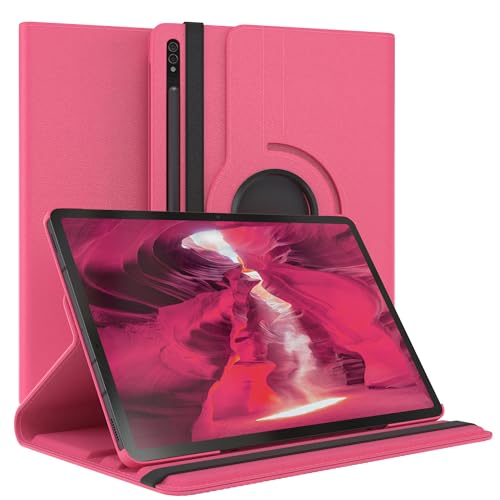 EAZY CASE - Tablet Hülle für Samsung Galaxy Tab S8 Plus (5G) Schutzhülle 12.4 Zoll Smart Cover Tablet Case Rotationcase zum Aufstellen Klapphülle 360° drehbar mit Standfunktion Tasche Kunstleder Pink von EAZY CASE