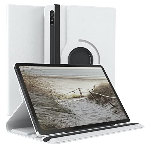EAZY CASE - Tablet Hülle für Samsung Galaxy Tab S8 Schutzhülle 11 Zoll Smart Cover Tablet Case Rotationcase zum Aufstellen Klapphülle 360° drehbar mit Standfunktion Tasche Kunstleder Weiß von EAZY CASE
