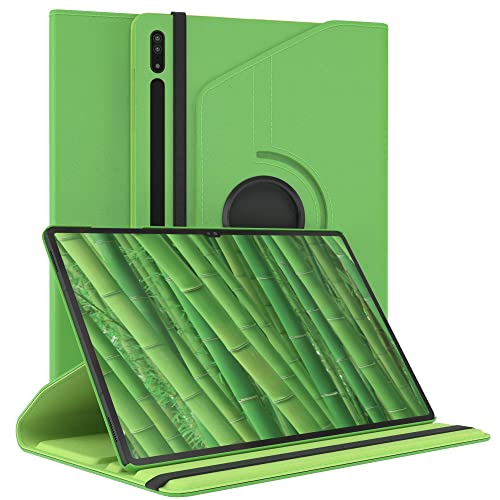 EAZY CASE - Tablet Hülle für Samsung Galaxy Tab S8 Ultra Schutzhülle 14.6 Zoll Smart Cover Tablet Case Rotationcase zum Aufstellen Klapphülle 360° drehbar mit Standfunktion Tasche Kunstleder Grün von EAZY CASE