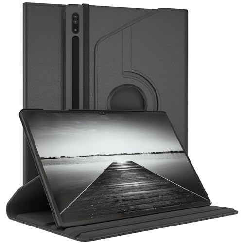 EAZY CASE - Tablet Hülle für Samsung Galaxy Tab S8 Ultra Schutzhülle 14.6 Zoll Smart Cover Tablet Case Rotationcase zum Aufstellen Klapphülle 360° drehbar mit Standfunktion Tasche Kunstleder Schwarz von EAZY CASE