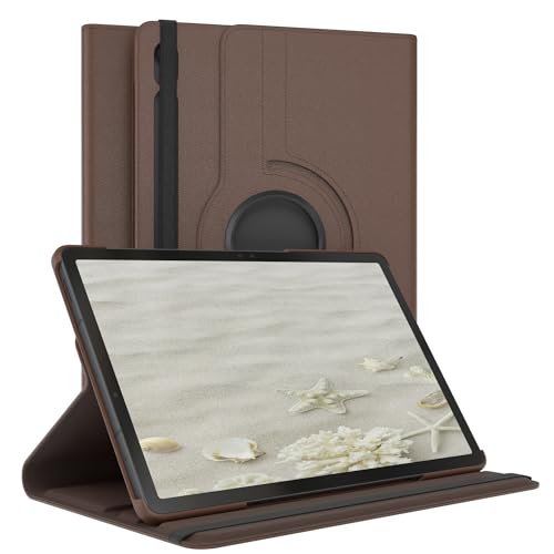EAZY CASE - Tablet Hülle für Samsung Galaxy Tab S9 FE Schutzhülle 10.9 Zoll Smart Cover Tablet Case Rotationcase zum Aufstellen Klapphülle 360° drehbar mit Standfunktion Tasche Kunstleder Braun von EAZY CASE