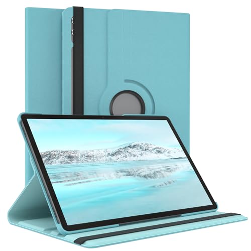 EAZY CASE - Tablet Hülle für Samsung Galaxy Tab S9 Plus Schutzhülle 12.4 Zoll Smart Cover Tablet Case Rotationcase zum Aufstellen Klapphülle 360° drehbar mit Standfunktion Tasche Kunstleder Blau von EAZY CASE