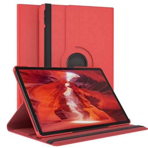 EAZY CASE - Tablet Hülle für Samsung Galaxy Tab S9 Plus Schutzhülle 12.4 Zoll Smart Cover Tablet Case Rotationcase zum Aufstellen Klapphülle 360° drehbar mit Standfunktion Tasche Kunstleder Rot von EAZY CASE