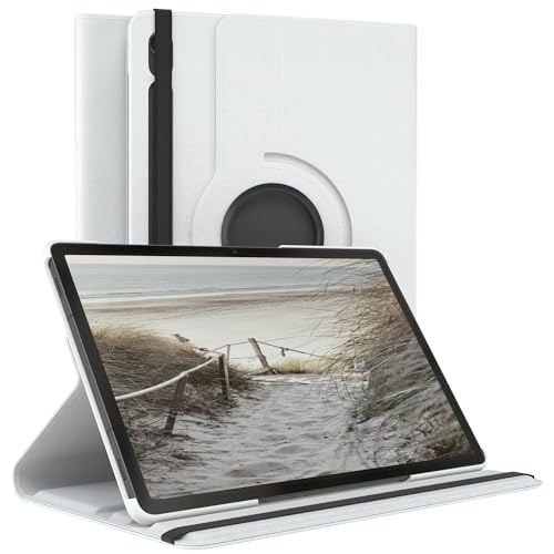 EAZY CASE - Tablet Hülle für Samsung Galaxy Tab S9 Schutzhülle 11 Zoll Smart Cover Tablet Case Rotationcase zum Aufstellen Klapphülle 360° drehbar mit Standfunktion Tasche Kunstleder Weiß von EAZY CASE