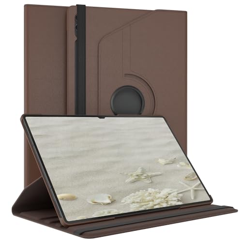 EAZY CASE - Tablet Hülle für Samsung Galaxy Tab S10 Ultra/Tab S9 Ultra Schutzhülle Smart Tablet Case Rotationcase zum Aufstellen Klapphülle 360° drehbar mit Standfunktion Tasche Kunstleder Braun von EAZY CASE