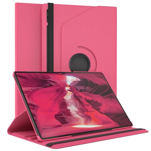 EAZY CASE - Tablet Hülle für Samsung Galaxy Tab S10 Ultra/Tab S9 Ultra Schutzhülle Smart Tablet Case Rotationcase zum Aufstellen Klapphülle 360° drehbar mit Standfunktion Tasche Kunstleder Pink von EAZY CASE