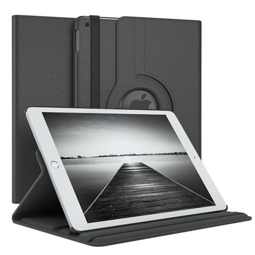 EAZY CASE - Tablet Hülle für iPad 10,2" 2019/2020 /2021 Schutzhülle 10.2 Zoll Smart Cover Tablet Case Rotationcase zum Aufstellen Klapphülle 360° drehbar mit Standfunktion Tasche Kunstleder Schwarz von EAZY CASE
