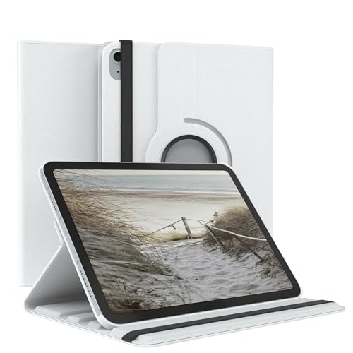 EAZY CASE - Tablet Hülle für iPad 10,9" 2022 (10. Gen.) Schutzhülle 10.9 Zoll Smart Cover Tablet Case Rotationcase zum Aufstellen Klapphülle 360° drehbar mit Standfunktion Tasche Kunstleder Weiß von EAZY CASE