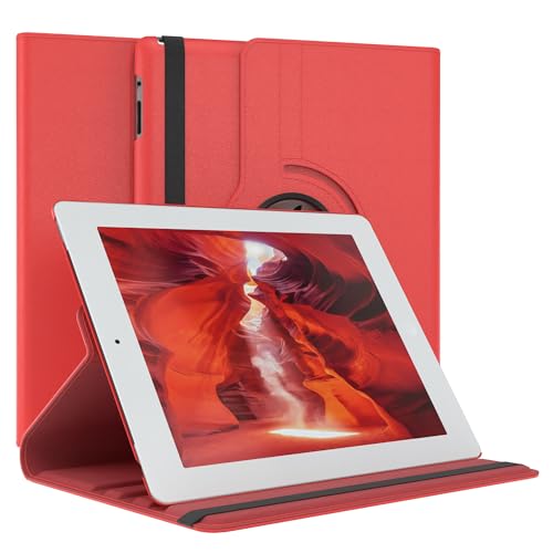 EAZY CASE - Tablet Hülle für iPad 2 / iPad 3 / iPad 4 Schutzhülle 9.7 Zoll Smart Cover Tablet Case Rotationcase zum Aufstellen Klapphülle 360° drehbar mit Standfunktion Tasche Kunstleder Rot von EAZY CASE