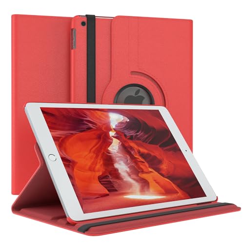 EAZY CASE - Tablet Hülle für iPad 7 8 9 (2019,2020,2021) Schutzhülle 10.2 Zoll Smart Cover Tablet Case Rotationcase zum Aufstellen Klapphülle 360° drehbar mit Standfunktion Tasche Kunstleder Rot von EAZY CASE