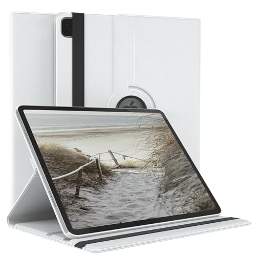 EAZY CASE - Tablet Hülle für iPad Air 13" M3 (2025) Schutzhülle 13 Zoll Smart Cover Tablet Case Rotationcase zum Aufstellen Klapphülle 360° drehbar mit Standfunktion Tasche Kunstleder Weiß von EAZY CASE