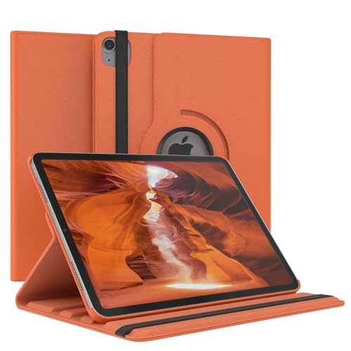 EAZY CASE - Tablet Hülle für iPad Air 4 (2020) / Air 5 2022 Schutzhülle 10.9 Zoll Smart Cover Tablet Case Rotationcase zum Aufstellen Klapphülle 360° drehbar mit Standfunktion Tasche Kunstleder Orange von EAZY CASE