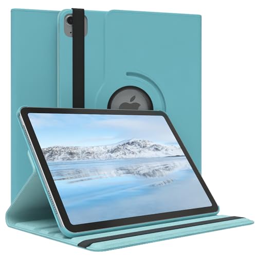 EAZY CASE - Tablet Hülle für iPad Air 6 (2024) Schutzhülle 10,9 Zoll Smart Cover Tablet Case Rotationcase zum Aufstellen klappbar 360° drehbar mit Standfunktion Tasche Kunstleder in Blau von EAZY CASE