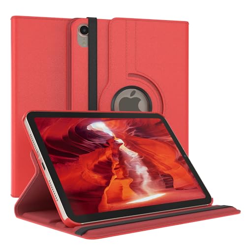 EAZY CASE - Tablet Hülle für iPad Mini 6. Generation 2021 Schutzhülle 8.3 Zoll Smart Cover Tablet Case Rotationcase zum Aufstellen Klapphülle 360° drehbar mit Standfunktion Tasche Kunstleder Rot von EAZY CASE