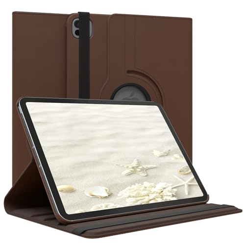 EAZY CASE - Tablet Hülle für iPad Pro 10,9" (2024) Schutzhülle 10,9 Zoll Smart Cover Tablet Case Rotationcase zum Aufstellen klappbar 360° drehbar mit Standfunktion Tasche Kunstleder in Braun von EAZY CASE