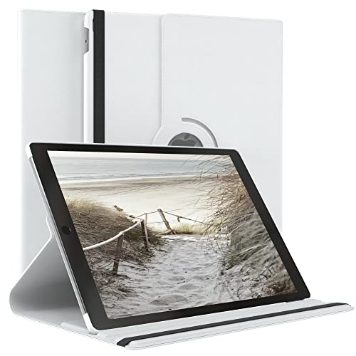 EAZY CASE - Tablet Hülle für iPad Pro 12,9" 2017 Schutzhülle 12.9 Zoll Smart Cover Tablet Case Rotationcase zum Aufstellen Klapphülle 360° drehbar mit Standfunktion Tasche Kunstleder Weiß von EAZY CASE