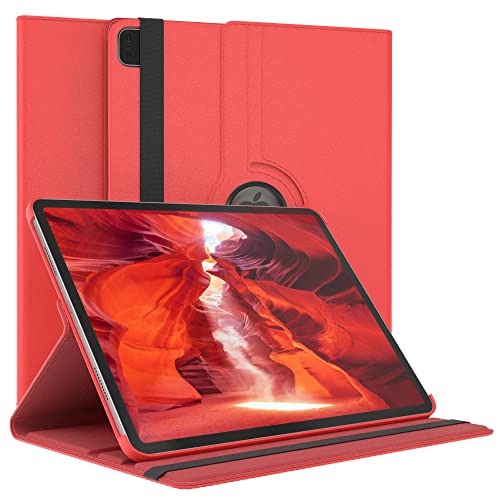 EAZY CASE - Tablet Hülle für iPad Pro 12,9" 4. Generation 2020 Schutzhülle 12.9 Zoll Smart Cover Tablet Case Rotationcase zum Aufstellen Klapphülle 360° drehbar mit Standfunktion Tasche Kunstleder Rot von EAZY CASE