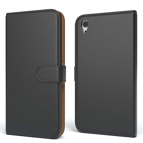 EAZY CASE Tasche für Sony Xperia Z5 Schutzhülle mit Standfunktion Klapphülle im Bookstyle, Handytasche Handyhülle Flip Cover mit Magnetverschluss und Kartenfach, Kunstleder, Schwarz von EAZY CASE