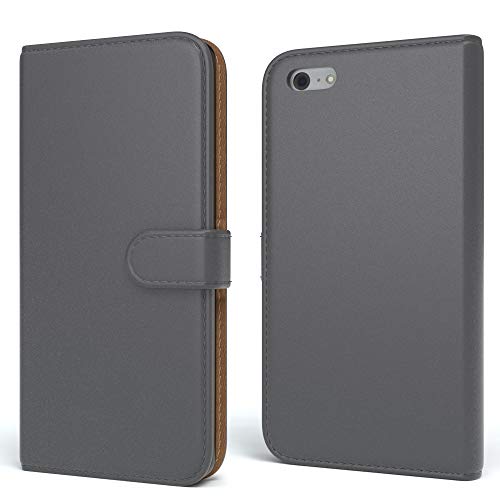 EAZY CASE Tasche kompatibel mit iPhone 5C Schutzhülle mit Standfunktion Klapphülle im Bookstyle, Handytasche Handyhülle Flip Cover mit Magnetverschluss und Kartenfach, Kunstleder, Anthrazit von EAZY CASE