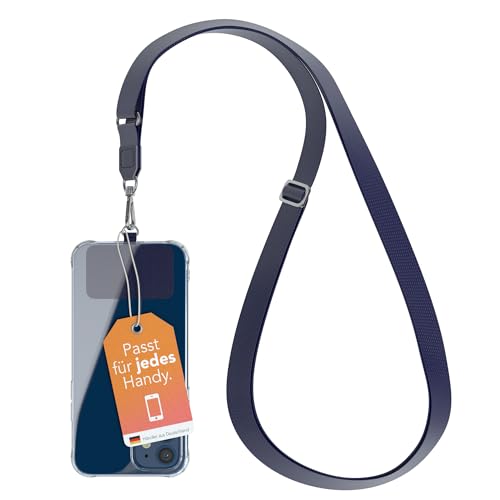 EAZY CASE Universal Handykette geeignet für alle Smartphones, Kette zum Umhängen, Pad mit breitem Band, Smartphonekette für Unterwegs, Handyband mit jeder Hülle kombinierbar, Blau von EAZY CASE