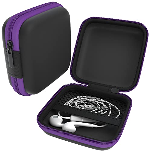 EAZY CASE Universal Tasche für In-Ear Kopfhörer mit Netzfach - Hardcase Aufbewahrungsbox, Schutztasche mit umlaufenden Reißverschluss, extra klein, eckig, Lila von EAZY CASE
