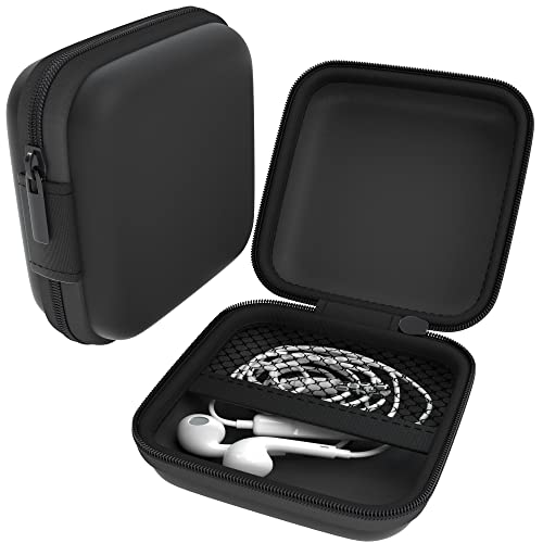 EAZY CASE Universal Tasche für In-Ear Kopfhörer mit Netzfach - Hardcase Aufbewahrungsbox, Schutztasche mit umlaufenden Reißverschluss, extra klein, eckig, Schwarz von EAZY CASE