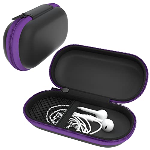 EAZY CASE Universal Tasche für In-Ear Kopfhörer mit Netzfach - Hardcase Aufbewahrungsbox, Schutztasche mit umlaufenden Reißverschluss, extra klein, oval, Lila von EAZY CASE