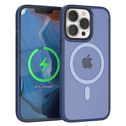 EAZY CASE - induktiv Laden Hülle kompatibel mit iPhone 13 Pro kompatibel mit MagSafe (Wireless Charging), dünne schützende Hülle, Matt Schlanke Handyhülle, samtige Touch Matt in Nacht Blau von EAZY CASE