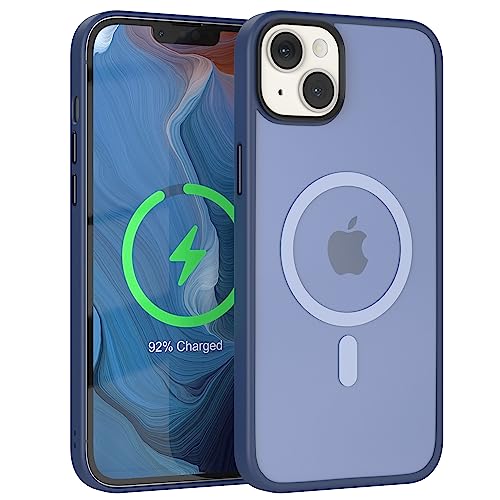 EAZY CASE - induktiv Laden Hülle kompatibel mit iPhone 14 Plus kompatibel mit MagSafe (Wireless Charging), dünne schützende Hülle, Matt Schlanke Handyhülle, samtige Touch Matt in Nacht Blau von EAZY CASE