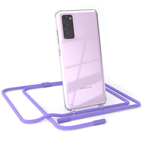 EAZY CASE - kombinierbare Handyketten kompatibel mit Samsung Galaxy S20 FE / S20 FE 5G, Transparente Silikon-Hülle mit Band, abnehmbar durch abschraubbare Endstücke, Hülle, Riemen, Lavendel Lila von EAZY CASE