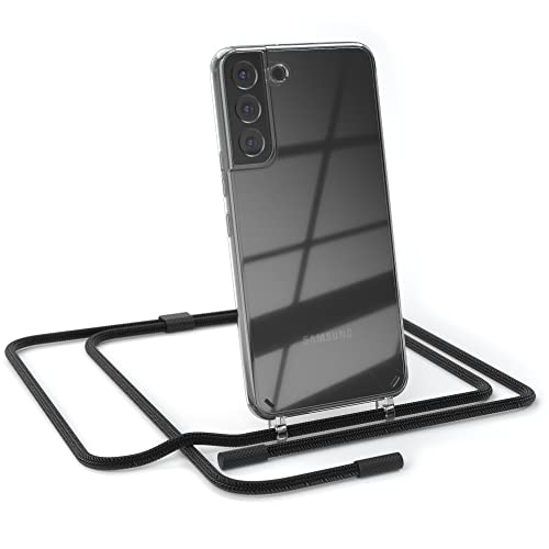 EAZY CASE - kombinierbare Handyketten kompatibel mit Samsung Galaxy S22 Plus 5G, Transparente Silikon-Hülle mit Umhängeband, abnehmbar durch abschraubbare Endstücke, Hülle, Umhängetasche, Schwarz von EAZY CASE