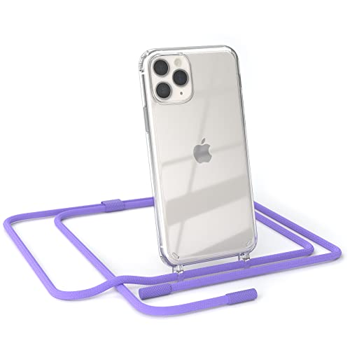 EAZY CASE - kombinierbare Handyketten kompatibel mit iPhone 11 Pro, Transparente Silikon-Hülle mit rundem Umhängeband, abnehmbar durch abschraubbare Endstücke, Hülle mit Band, Riemen, Lavendel Lila von EAZY CASE