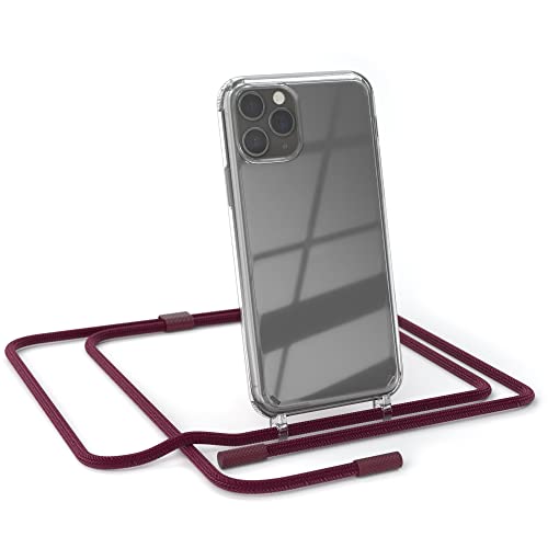 EAZY CASE - kombinierbare Handyketten kompatibel mit iPhone 11 Pro, Transparente Silikon-Hülle mit rundem Umhängeband, abnehmbar durch abschraubbare Endstücke, Hülle mit Band, zum Umhängen, Beere von EAZY CASE