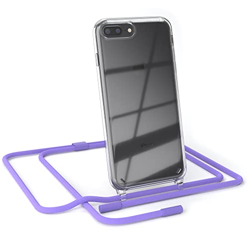 EAZY CASE - kombinierbare Handyketten kompatibel mit iPhone 7 Plus / 8 Plus, Transparente Silikon-Hülle mit rundem Umhängeband, abnehmbar durch abschraubbare Endstücke, Hülle, Riemen, Lavendel Lila von EAZY CASE