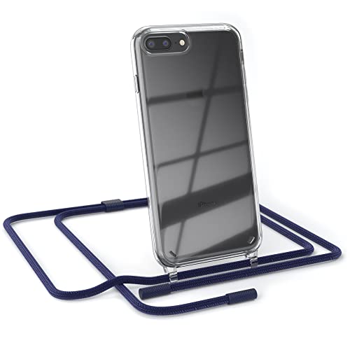 EAZY CASE - kombinierbare Handyketten kompatibel mit iPhone 7 Plus / 8 Plus, Transparente Silikon-Hülle mit rundem Umhängeband, abnehmbar durch abschraubbare Endstücke, Wechselgurt, Nacht Blau von EAZY CASE